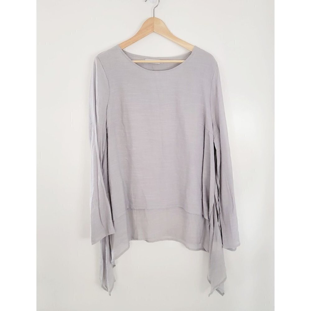 MissLook Grey Lagenlook Lightweight Layered Tunic Blouse Women Plus Size 3XL